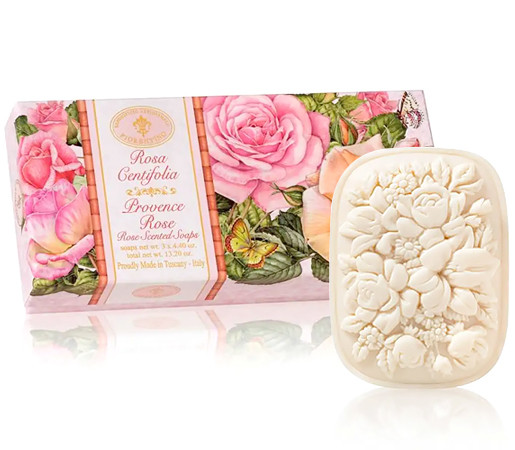 Комплект тоалетни натурални сапуни Saponificio Artigianale Fiorentino Rosa Centifolia - роза сентифолия 3 х 125 гр.